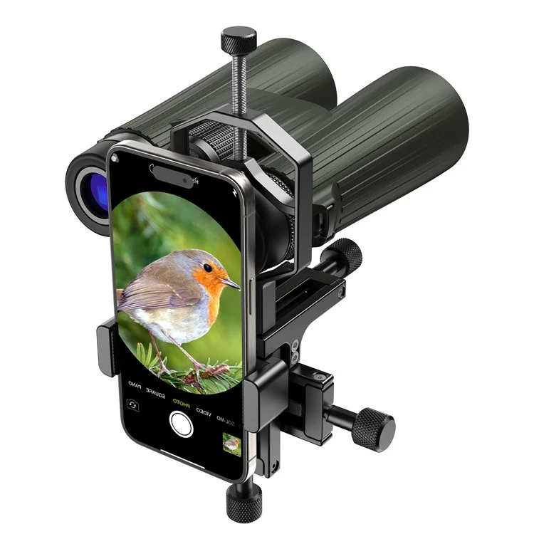 APEXEL APL-F003 Adaptador universal para digiscopia Teléfono Telescopio Soporte de metal de 3 ejes Soporte Conector de ocular