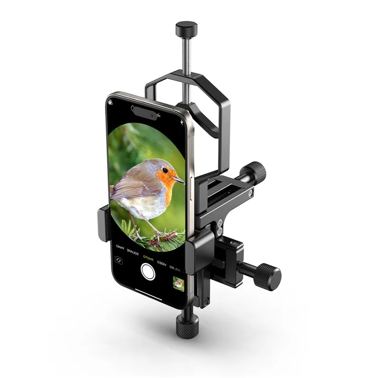 APEXEL APL-F003 Adaptador universal para digiscopia Teléfono Telescopio Soporte de metal de 3 ejes Soporte Conector de ocular