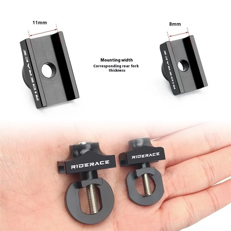 RIDERACE Folding Bicycle Chain Tensioner Adjuster Aluminum Alloy Single Speed Chain Regulator, 14x10mm - Black