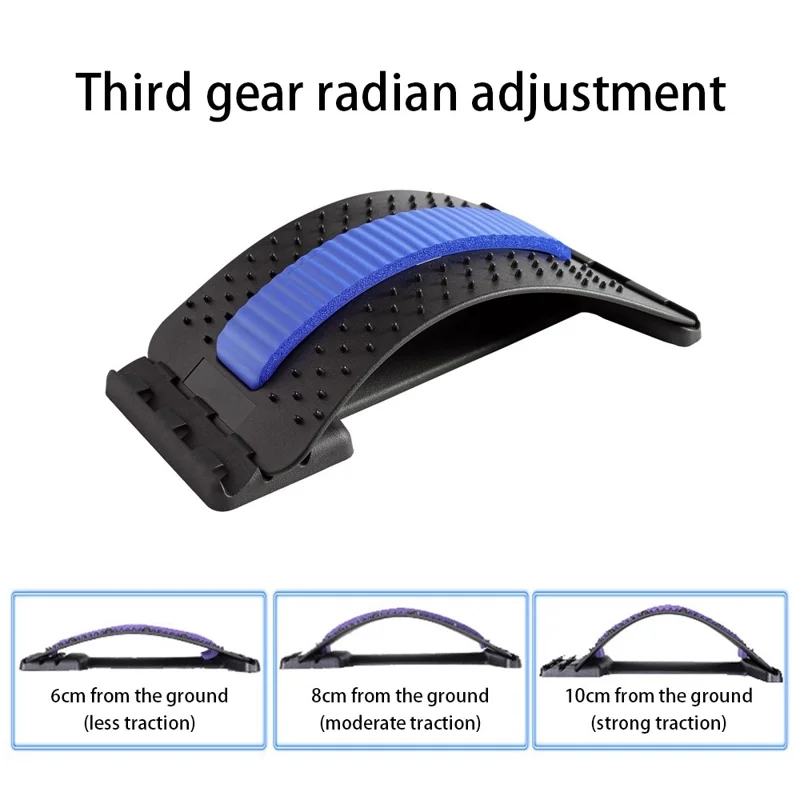 Lumbar Spine Stretcher Posture Corrector Lumbar Protrusion Pain Relief Waist Massager - Blue/Black