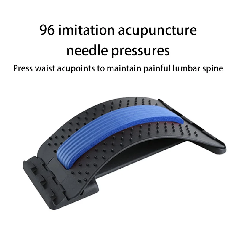 Lumbar Spine Stretcher Posture Corrector Lumbar Protrusion Pain Relief Waist Massager - Blue/Black