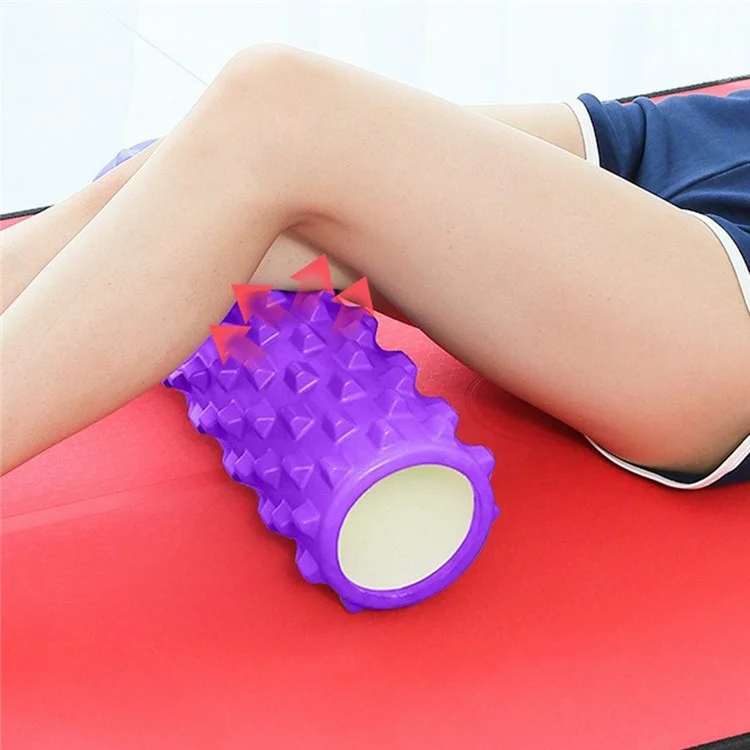 3-in-1 45cm Yoga Column Fitness Set Hollow Core Pilates Massage Roller Plantar Fasciitis Ball Yoga Ball Stress Relief Muscle Relax Exercise Kit - Purple