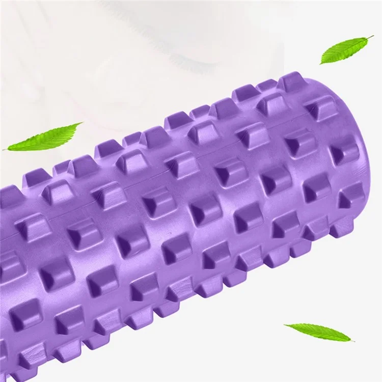 3-in-1 45cm Yoga Column Fitness Set Hollow Core Pilates Massage Roller Plantar Fasciitis Ball Yoga Ball Stress Relief Muscle Relax Exercise Kit - Purple