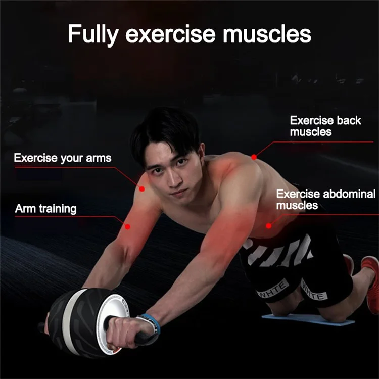 Automatical Rebounds Abdominal Muscle Trainer Ab Roller Abdominal Wheel No Noise Home Training Gym Fitness Equipment - Black / White