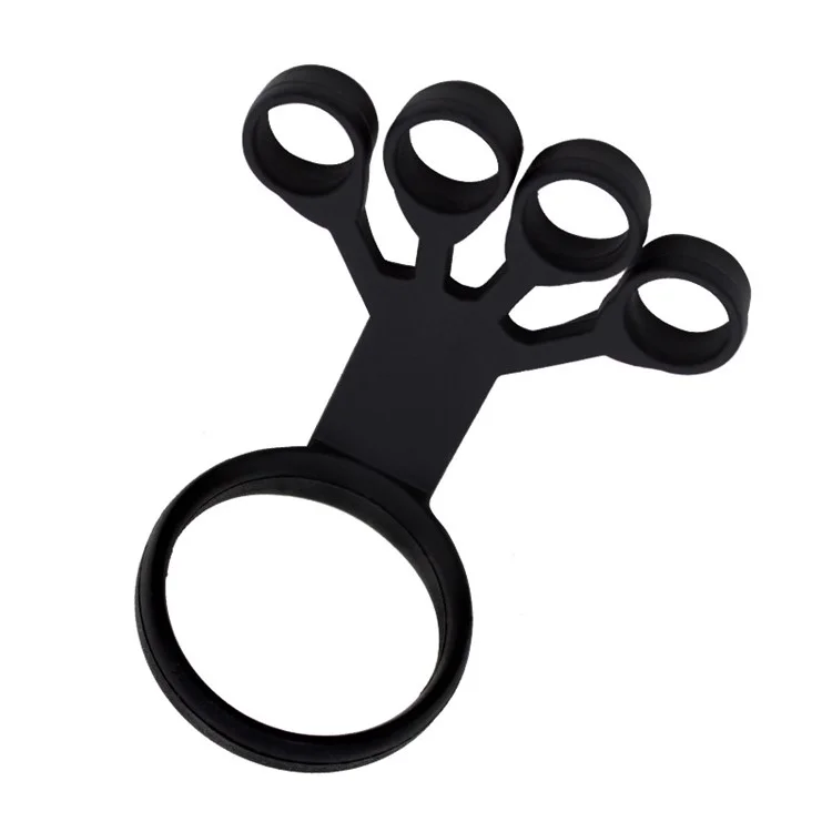 Silicone Finger Power Exerciser Rehabilitation Training Thruster Flexible Finger Strength Exercise Tool - Black (Large Strength)