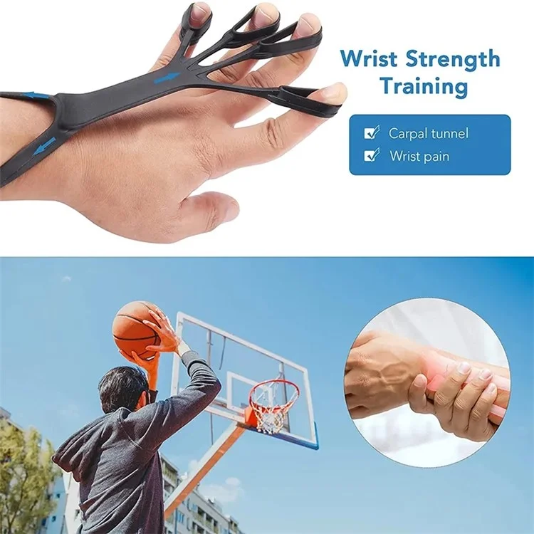 Silicone Finger Power Exerciser Rehabilitation Training Thruster Flexible Finger Strength Exercise Tool - Black (Large Strength)