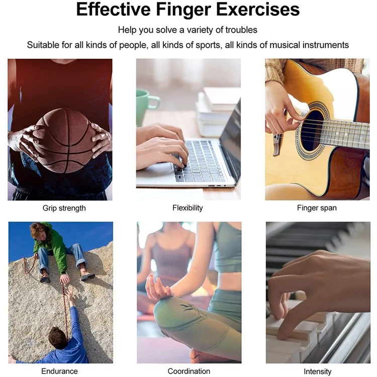 Silicone Finger Power Exerciser Rehabilitation Training Thruster Flexible Finger Strength Exercise Tool - Black (Large Strength)