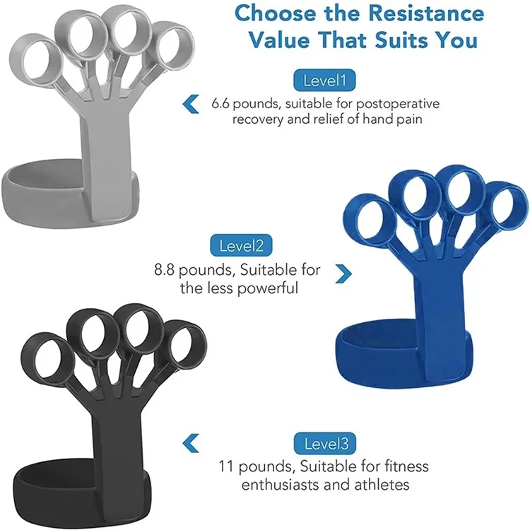 Silicone Finger Power Exerciser Rehabilitation Training Thruster Flexible Finger Strength Exercise Tool - Black (Large Strength)