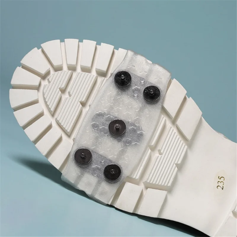AOTU 1Pair Non-Slip Gripper Spike Ice Grippers Steel Nails Traction Cleats Snow Shoe Spikes Grips for Climbing, Hiking, Fishing - Transparent