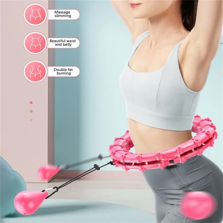 24 Sections Weighted Slimming Hoop Abdominal Waist Weight Loss Detachable Massage Fitness Hoop - Pink