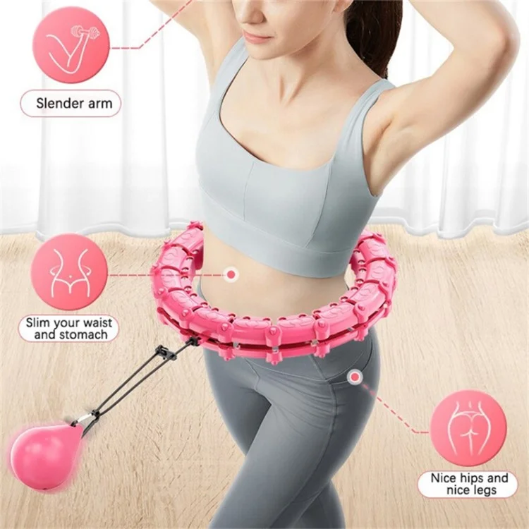 24 Sections Weighted Slimming Hoop Abdominal Waist Weight Loss Detachable Massage Fitness Hoop - Pink