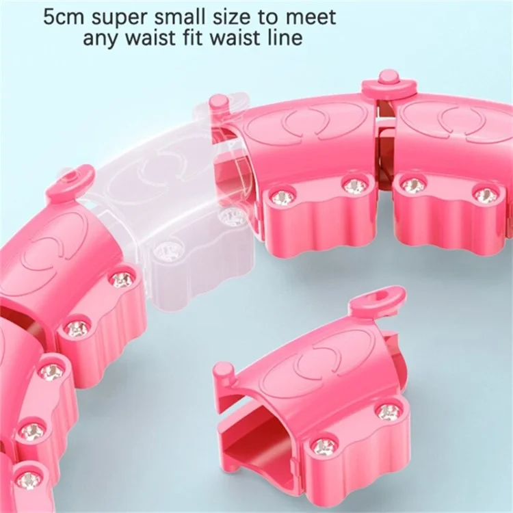 24 Sections Weighted Slimming Hoop Abdominal Waist Weight Loss Detachable Massage Fitness Hoop - Pink