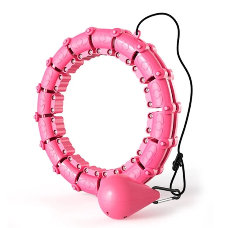 21 Sections Detachable Slimming Hoop Weight Loss Abdominal Waist Massage Weighted Fitness Hoop - Pink