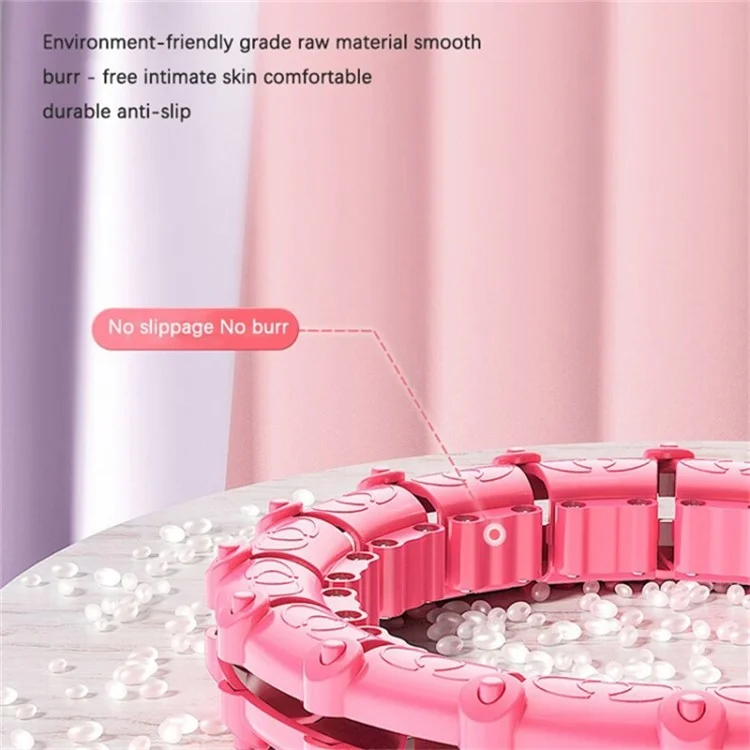 21 Sections Detachable Slimming Hoop Weight Loss Abdominal Waist Massage Weighted Fitness Hoop - Pink
