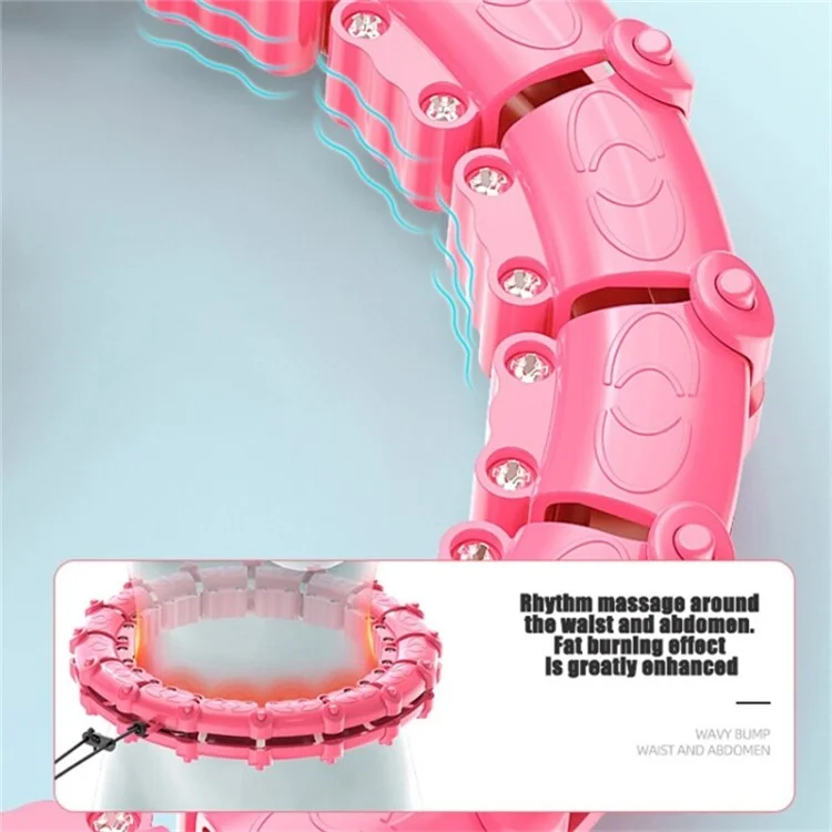 21 Sections Detachable Slimming Hoop Weight Loss Abdominal Waist Massage Weighted Fitness Hoop - Pink