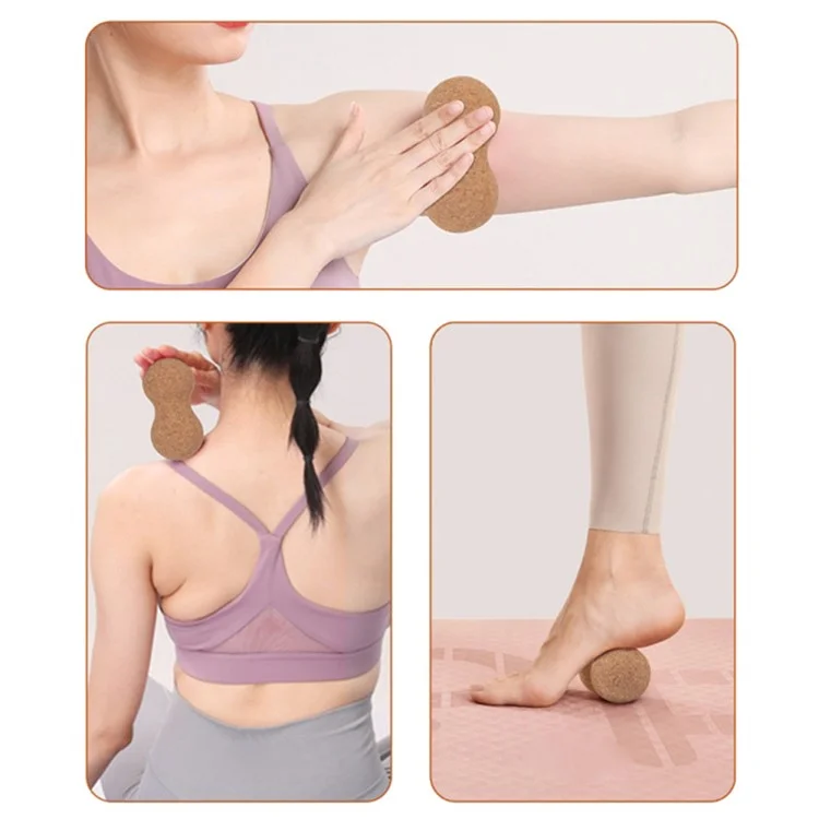 Pelota de masaje de corcho profundo de 12x6 cm Doble Lacrosse Yoga Trigger Point Massager Small Massaging Tool