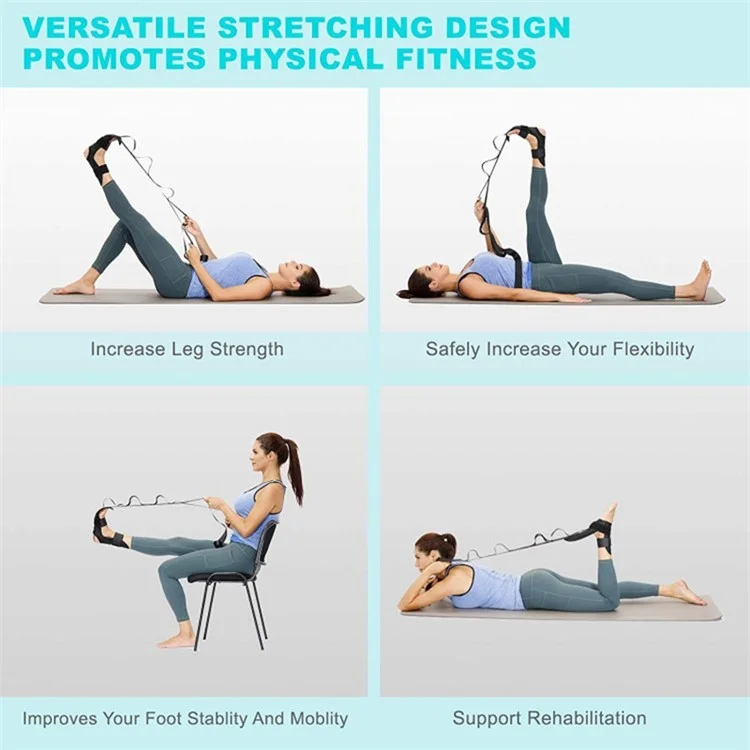 Foot Stretcher Yoga Elastico di Allungamento, Distensore della Gamba, Distensore degli Ischiocurali per la Fascite Plantare, Sollievo dal Dolore - Nero 