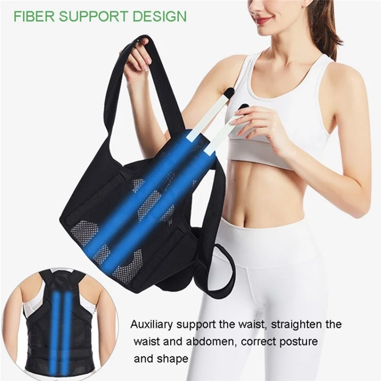 MK-098 Adult Adjustable Posture Corrector Neoprene Composite Cloth + Mesh Hunchback Back Waist Support Belt Brace - S