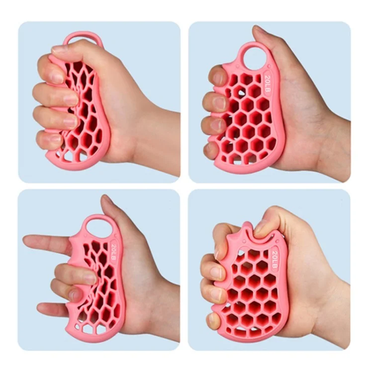 Honeycomb Elastic Silicone Finger Exerciser Grip Strengthener Training Hand Gripper - Pink