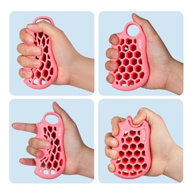 Honeycomb Elastic Silicone Finger Exerciser Grip Strengthener Training Hand Gripper - Grey