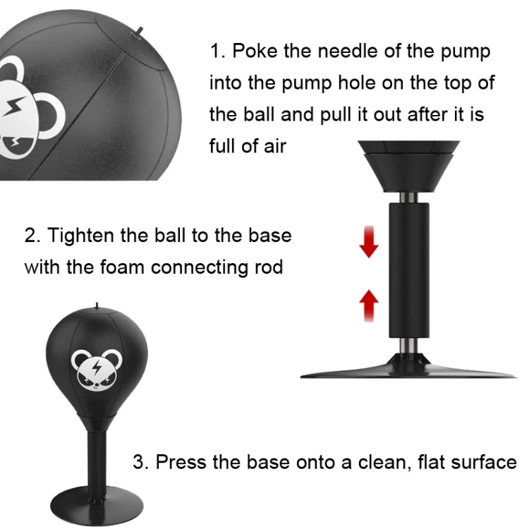 Desktop Punching Bag Saugnapf Stressabbau Boxsack mit Aufblähvorrichtung und Handschuhen - Bär