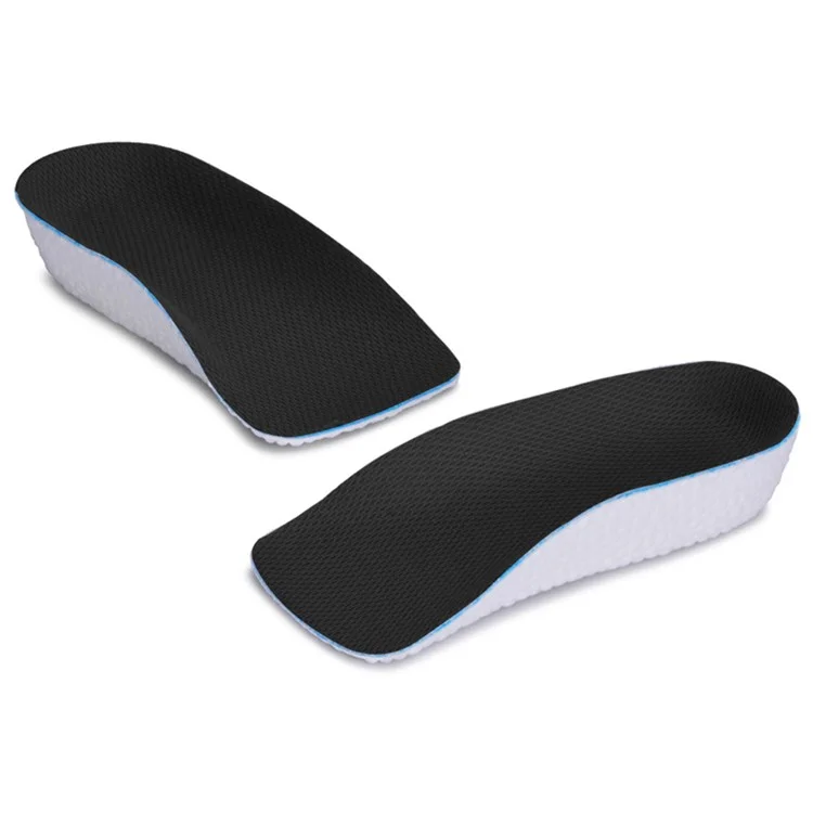 1 paire de semelles intérieures de 2,5 cm de hauteur, avec soutien de voûte plantaire, invisible, amortissante et respirante - Hommes / Noir