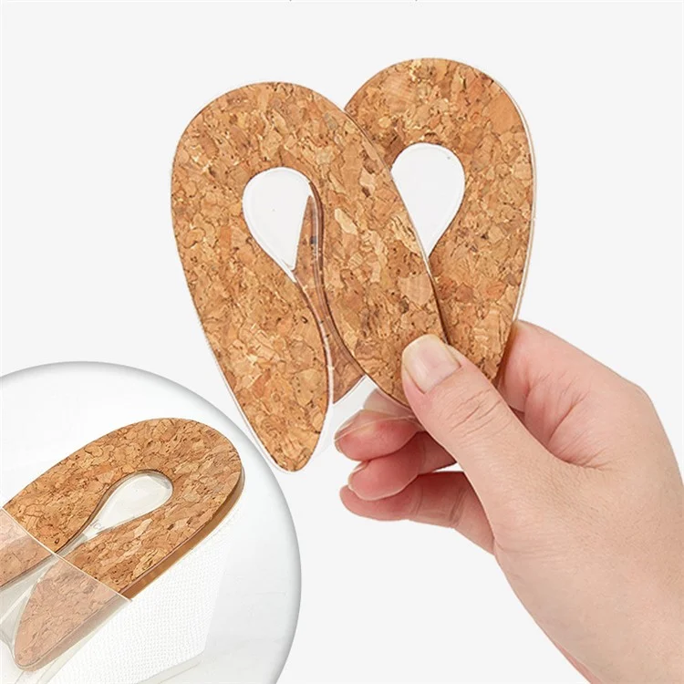 1 Pair Wood Grain Silicone Insoles Heel Cushion Soles Relieve Pain Shoe Pad Inserts - S