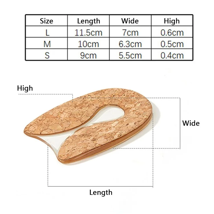 1 Pair Wood Grain Silicone Insoles Heel Cushion Soles Relieve Pain Shoe Pad Inserts - S