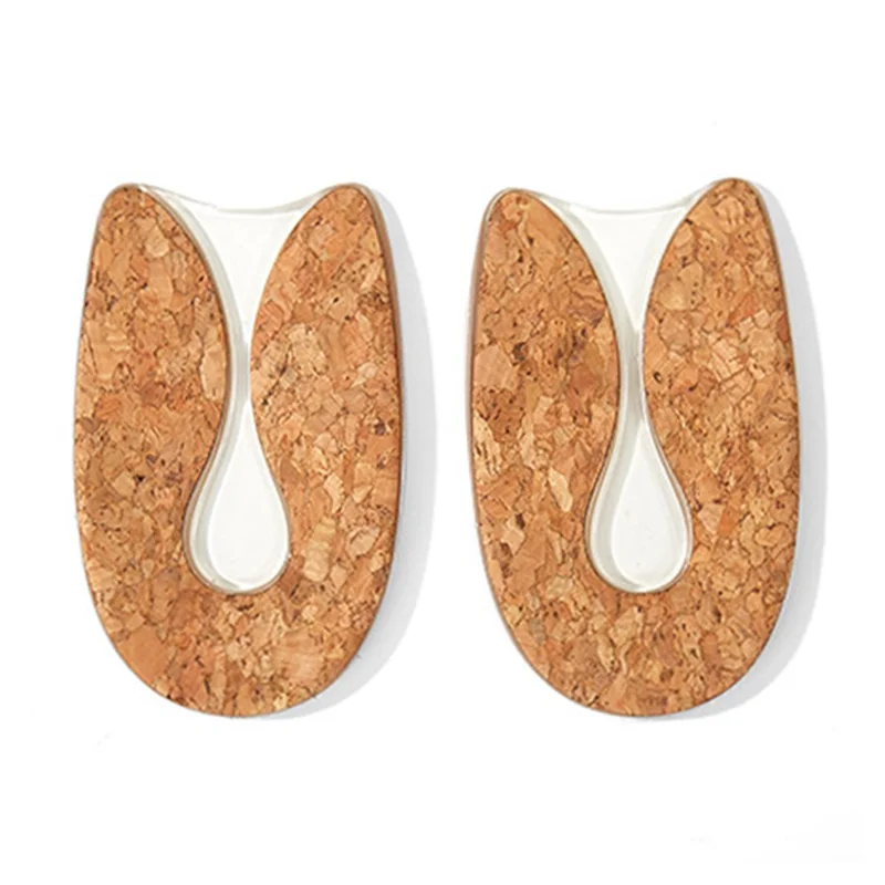 1 Pair Wood Grain Silicone Insoles Heel Cushion Soles Relieve Pain Shoe Pad Inserts - M