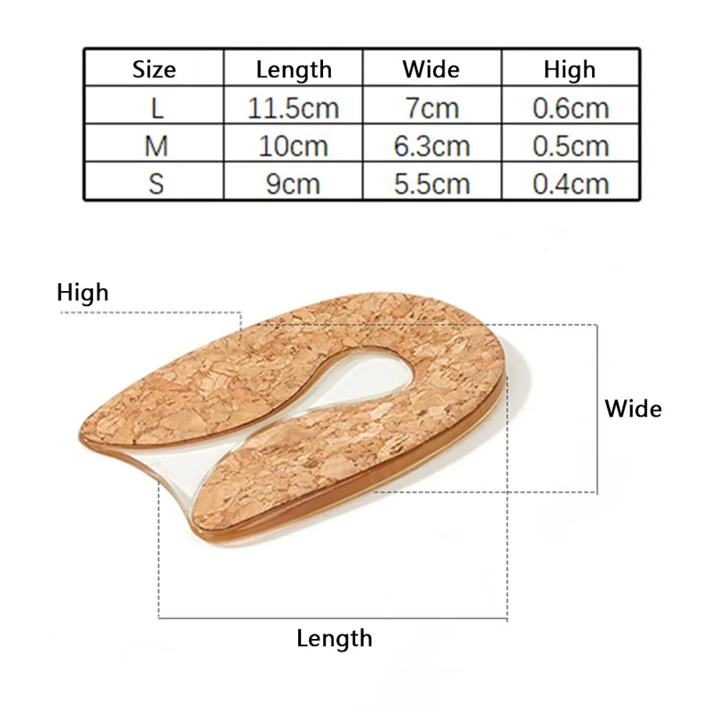 1 Pair Wood Grain Silicone Insoles Heel Cushion Soles Relieve Pain Shoe Pad Inserts - M
