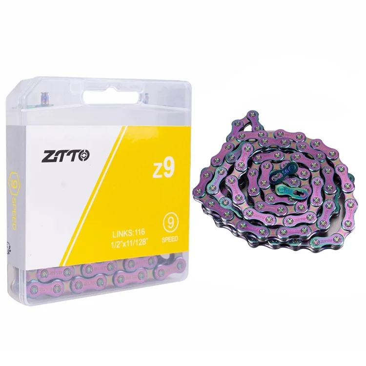 ZTTO Z09 Mountain Road Bike Chain 9-Speed 116 Links Carbon Steel Bicycle Chain - Colorful