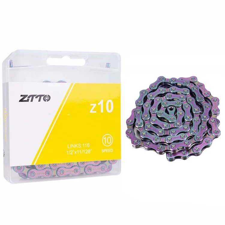 ZTTO Z10 MTB Road Pliage Bike Chain à 10 Vitesses 116 Liens de la Chaîne de Vélos en Acier en Carbone - Coloré