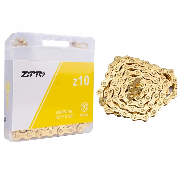 ZTTO Z10 MTB Road Folding Bike Chain 10-Speed 116 Links Carbon Steel Bicycle Chain - Gold