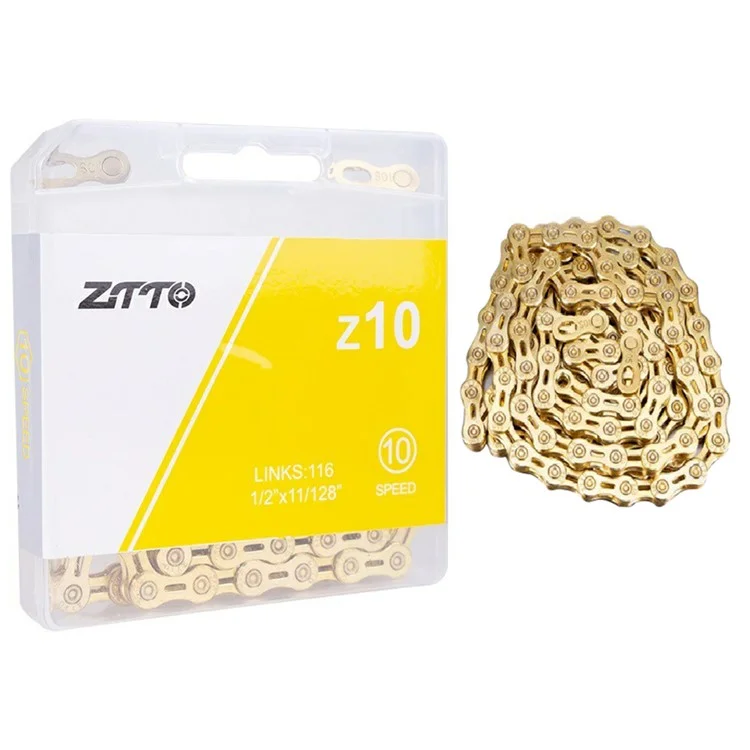 ZTTO Z10 MTB Road Folding Bike Chain 10-Speed 116 Links Carbon Steel Bicycle Chain - Gold Semi-hollow