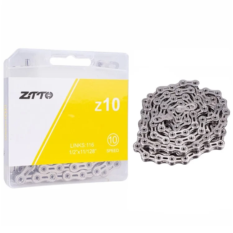ZTTO Z10 MTB Road Folding Bike Chain 10-Speed 116 Links Carbon Steel Bicycle Chain - Silver Fully Hollow