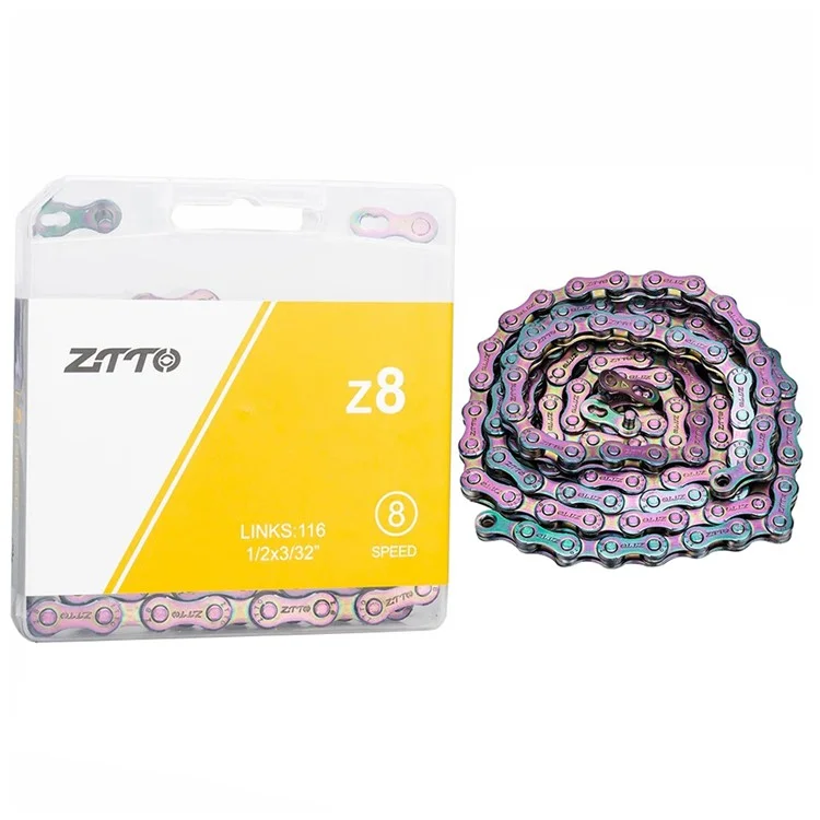 ZTTO z8 Carbon Steel Bicycle Chain 8-Speed 116 Links Mountain Road Bike Chain - Colorful