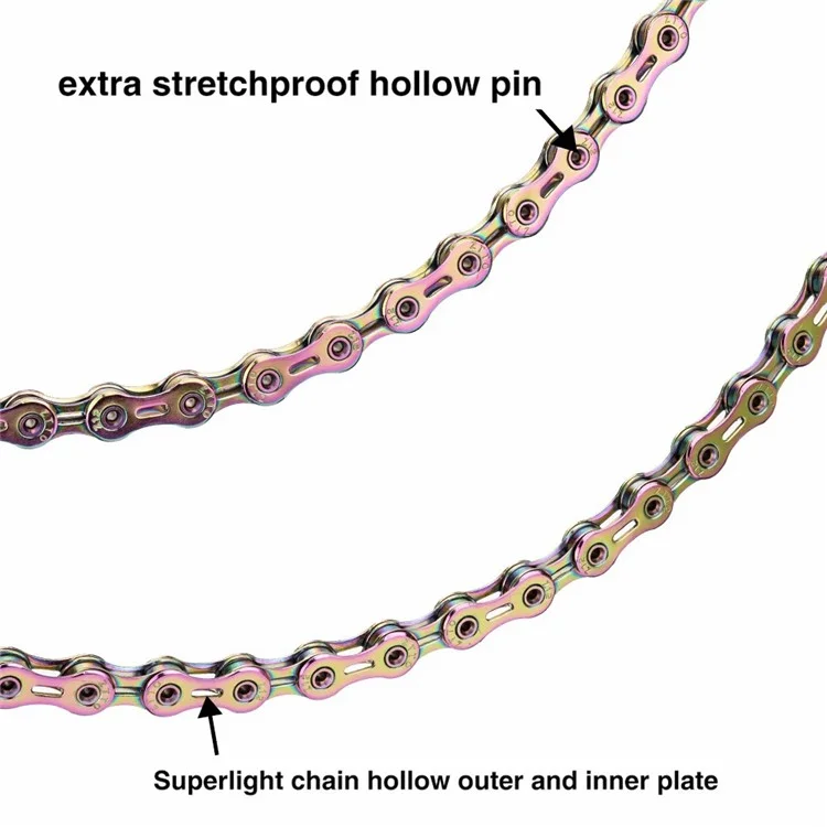 ZTTO Z11 Carbon Steel MTB Road Bike Chain 11-Speed 116 Links Bicycle Chain - Colorful