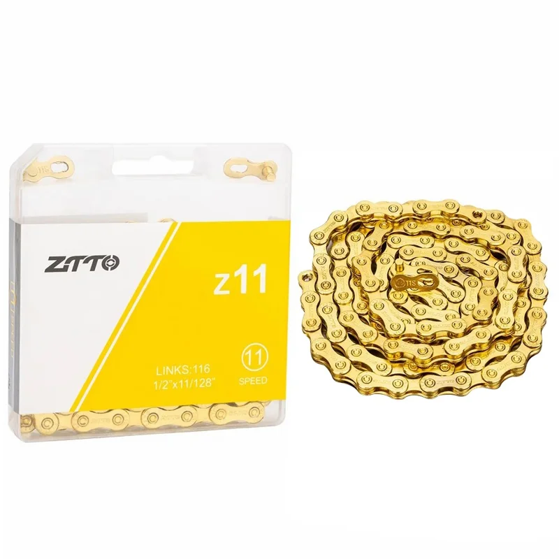 ZTTO Z11 Carbon Steel MTB Road Bike Chain 11-Speed 116 Links Bicycle Chain - Gold