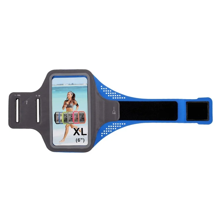 Großgröße Lycra Sports Arm Ärmel-touchsbildschirm Armband Für Iphone12/12 Pro 6-zoll-smartphones - Blau