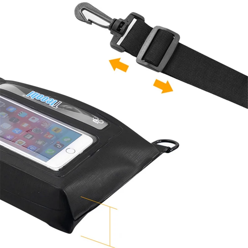 TTEOOBL IPX8 Waterproof Waist Bag Touch Screen Phone Chest Pack with Adjustable Strap - Black