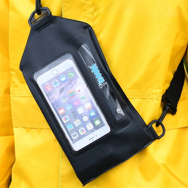 TTEOOBL IPX8 Waterproof Waist Bag Touch Screen Phone Chest Pack with Adjustable Strap - Black