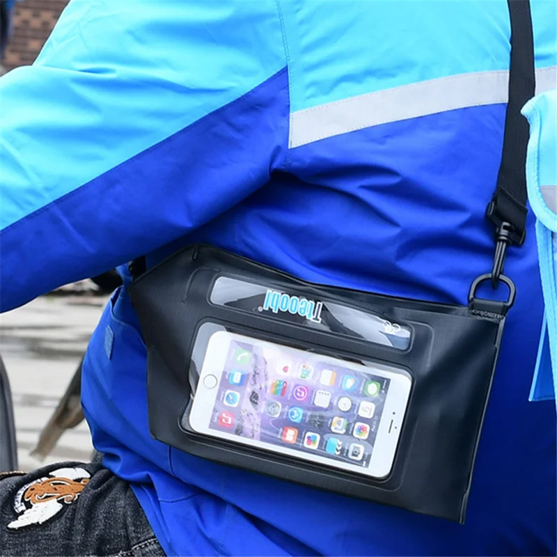 TTEOOBL IPX8 Waterproof Waist Bag Touch Screen Phone Chest Pack with Adjustable Strap - Black