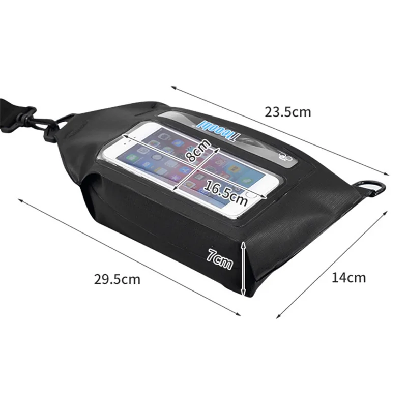 TTEOOBL IPX8 Waterproof Waist Bag Touch Screen Phone Chest Pack with Adjustable Strap - Black