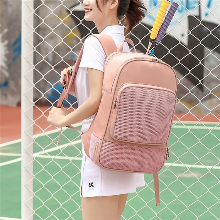 Tennis Badminton Sports Tasche Racket Aufbewahrung Nylon Rucksack mit Schuhfach, 31x19x46cm - Pink
