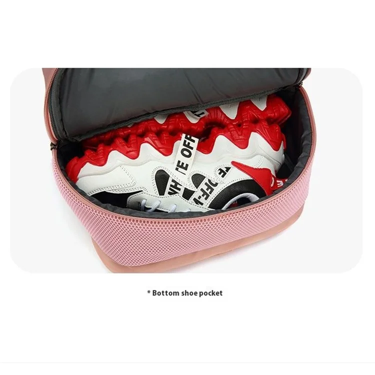 Tennis Badminton Sports Tasche Racket Aufbewahrung Nylon Rucksack mit Schuhfach, 31x19x46cm - Pink