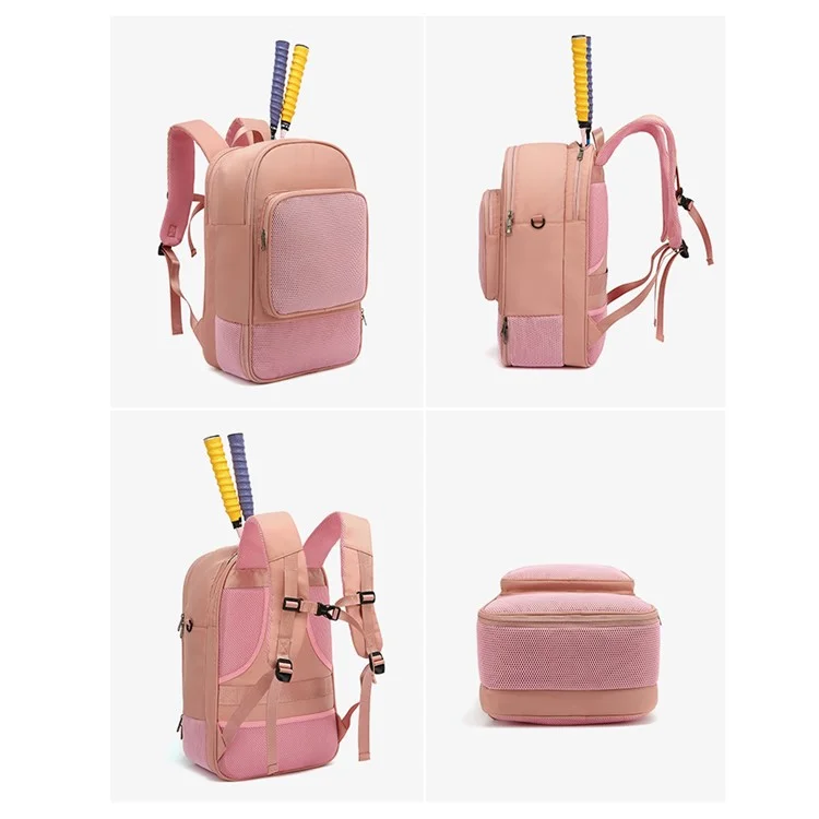 Tennis Badminton Sports Tasche Racket Aufbewahrung Nylon Rucksack mit Schuhfach, 31x19x46cm - Pink