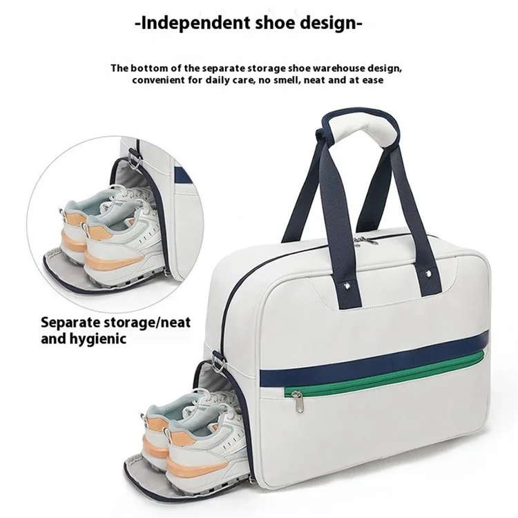 Badminton Tennis Racket Carrying Bag PU Leather Handbag Crossbody Bag with Shoe Compartment, 45x21x32cm