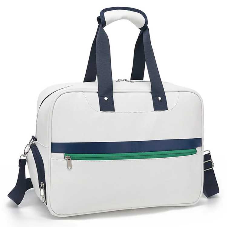 Badminton Tennis Racket Carrying Bag PU Leather Handbag Crossbody Bag with Shoe Compartment, 45x21x32cm