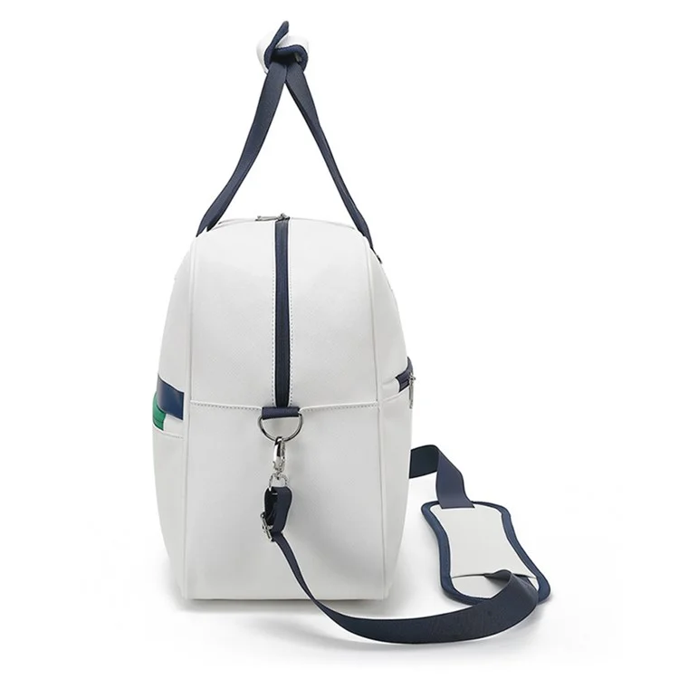 Badminton Tennis Racket Carrying Bag PU Leather Handbag Crossbody Bag with Shoe Compartment, 45x21x32cm