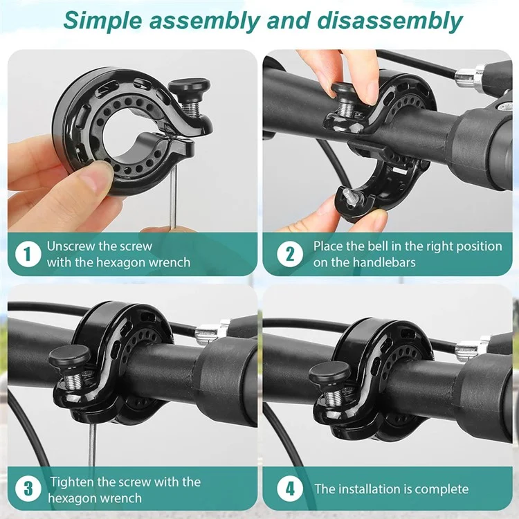 ACRUNU Bicycle Bell MTB Road Bike Horn Ring Safety Alarm Cycling Handlebar Mini Bell - Transparent